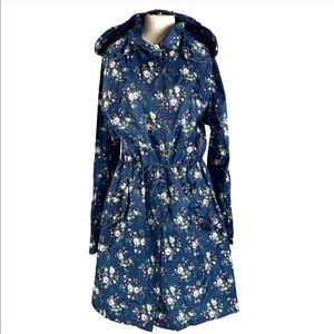Cath Kidston |  Blue Floral Nylon Hooded Raincoat